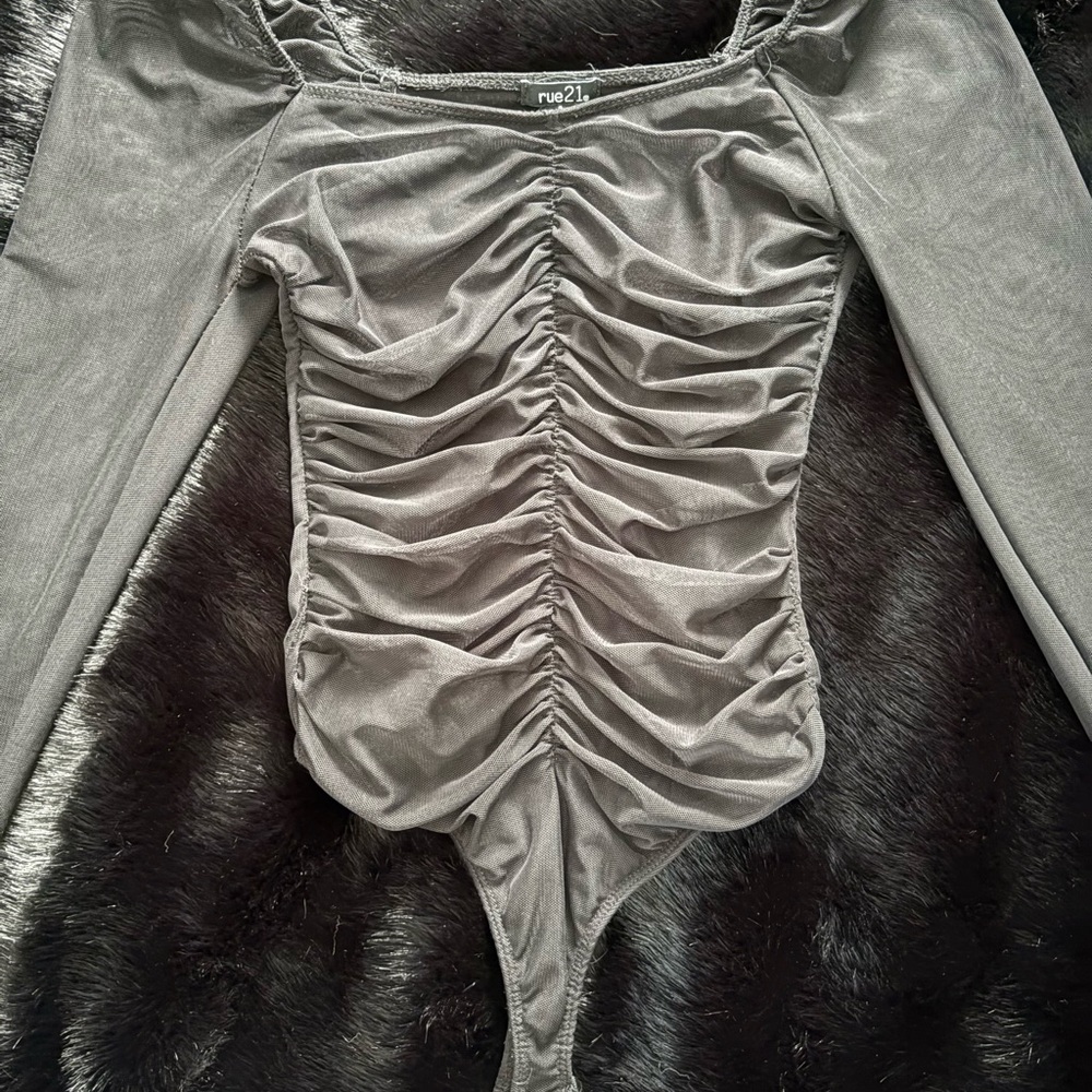 Rue21 BLACK Mesh Ruched Women's Body Suit